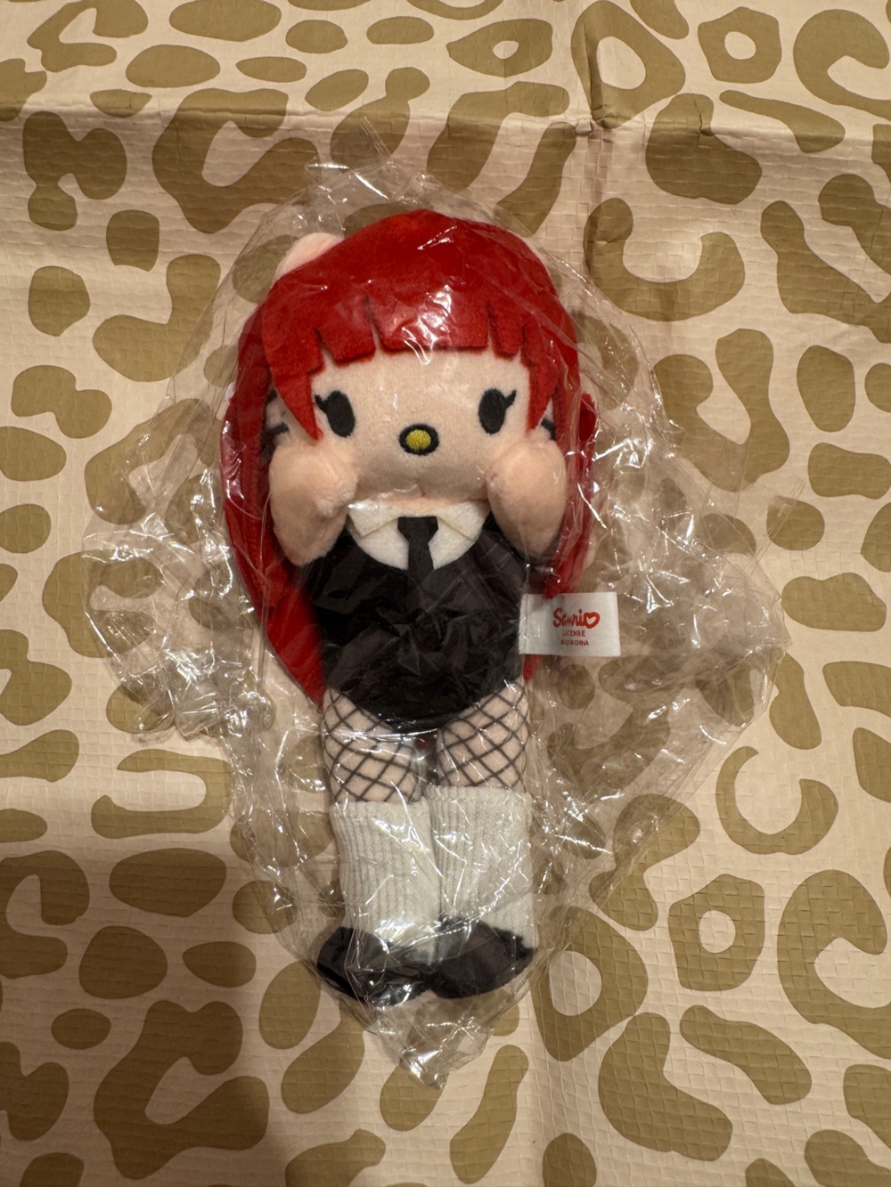 Red-Haired Plush Doll with Fishnet Outfit Bags Charm Keychain